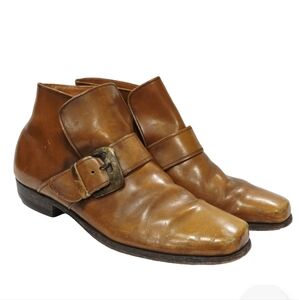 Connolly BROWN Leather Ankle Boot Buckle Slip On Men 8989007 Vintage 8 B/D Used
